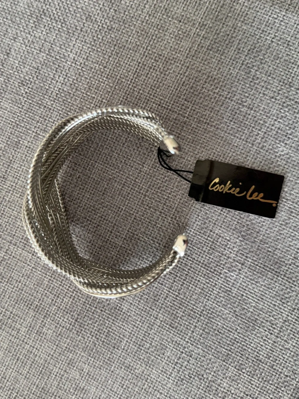 Cookie Lee Silver Tone Multi-Chain Knot Cuff Bracelet | Statement Piece NWT